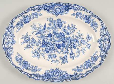 Bristol Blue Scalloped 14" Oval Serving Platter