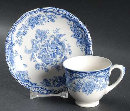 Bristol Blue Scalloped Footed Demitasse Cup & Saucer Set