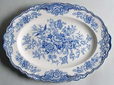 Bristol Blue Scalloped 16" Oval Serving Platter