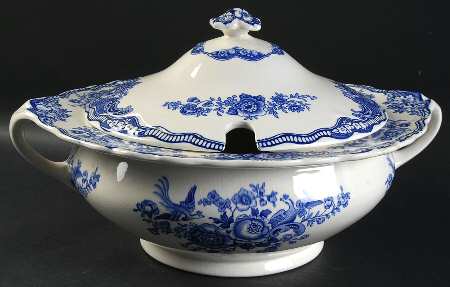 Bristol Blue Scalloped Tureen &  Lid