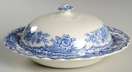 Bristol Blue Scalloped Round Covered Butter