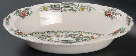 Chinese Garden 9" Oval Vegetable Bowl