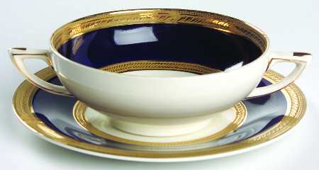 Colfax Cobalt Blue Flat Cream Soup Bowl & Saucer Set