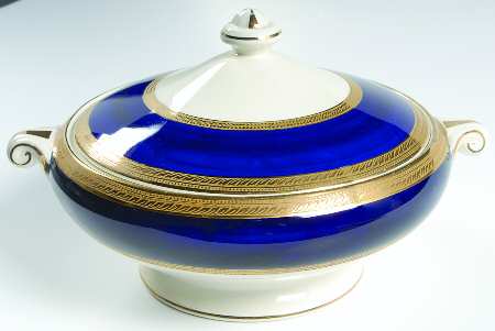 Colfax Cobalt Blue Round Covered Vegetable