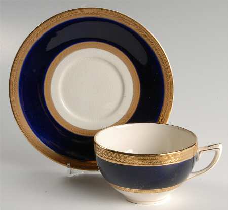 Colfax Cobalt Blue Flat Cup & Saucer Set