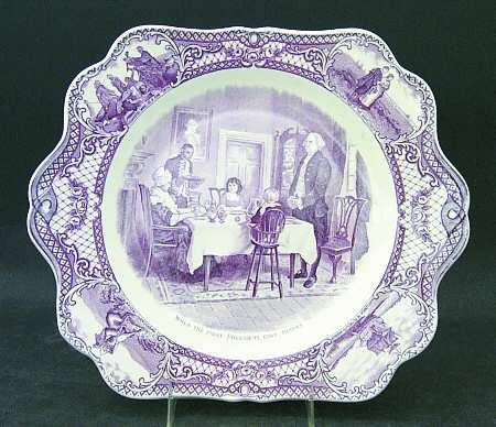 Colonial Times Mulberry (Scalloped) Square Handled Cake Plate