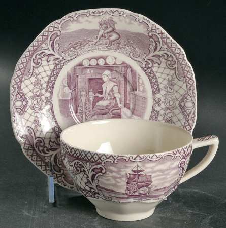 Colonial Times Mulberry (Scalloped) Oversized Cup & Saucer Set