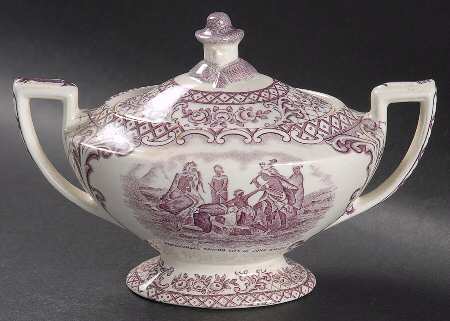 Colonial Times Mulberry (Scalloped) Sugar Bowl & Lid