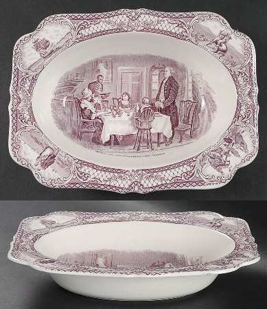 Colonial Times Mulberry (Scalloped) 9" Oval Vegetable Bowl