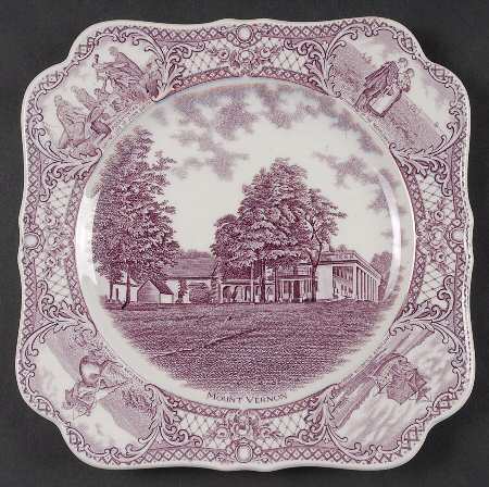 Colonial Times Mulberry (Scalloped) Square Luncheon Plate