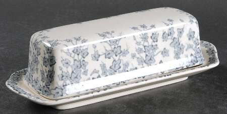Early English Ivy Blue Gray (Scalloped) 1/4 Lb Covered Butter