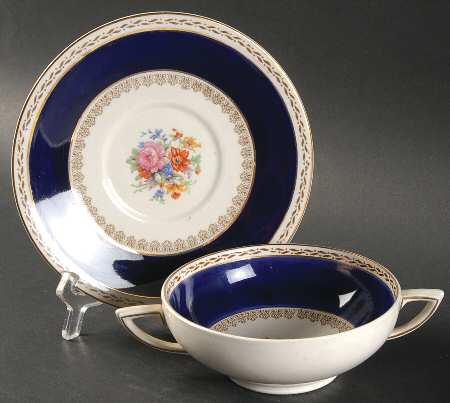 Empress Footed Cream Soup Bowl & Saucer Set