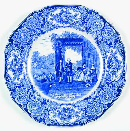 George Washington Memorial Blue Dinner Plate by Crown Ducal