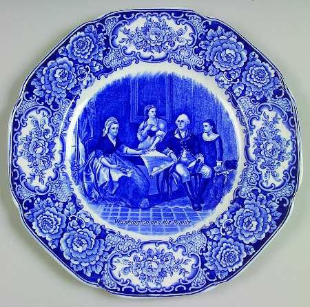 George Washington Memorial Blue Dinner Plate
