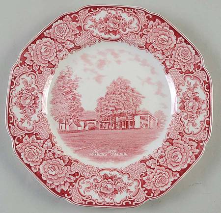 George Washington Memorial Red Dinner Plate