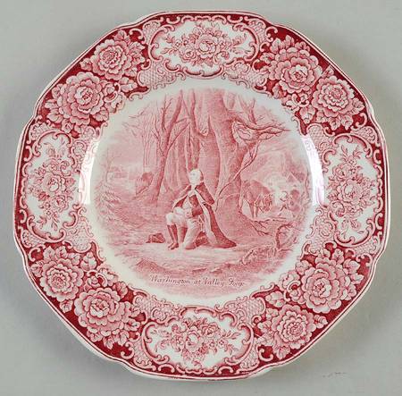 George Washington Memorial Red Dinner Plate