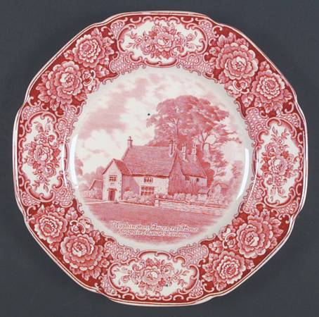 George Washington Memorial Red Dinner Plate