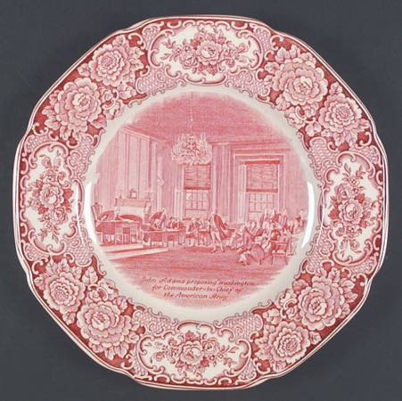 George Washington Memorial Red Dinner Plate