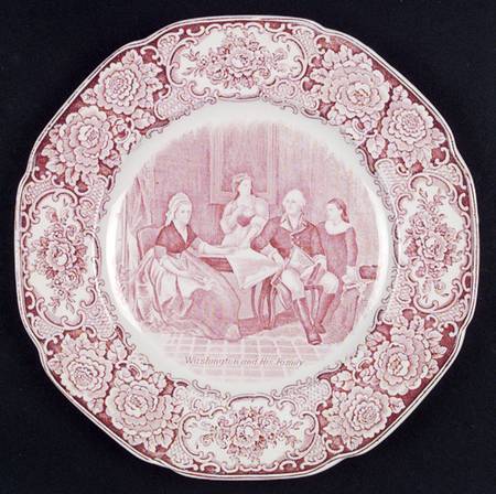 George Washington Memorial Red Dinner Plate