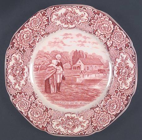 George Washington Memorial Red Dinner Plate