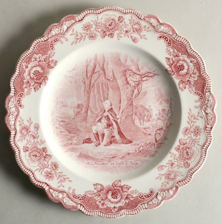 George Washington Memorial Red Dinner Plate