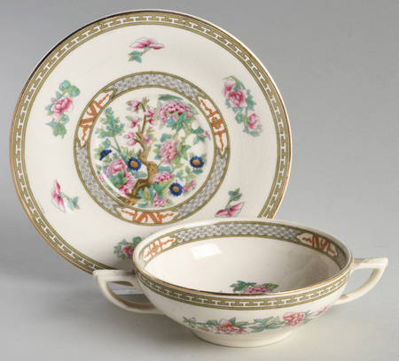 Indian Tree Flat Cream Soup Bowl & Saucer Set