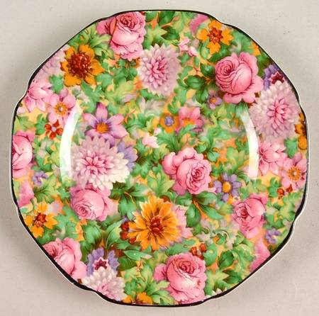 Pink Chintz (Black Trim) Small Bread & Butter Plate
