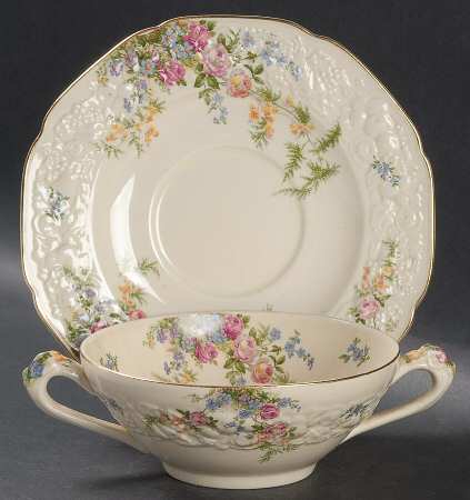 Rosalie Flat Cream Soup Bowl & Saucer Set
