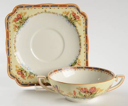 Tulip Flat Cream Soup Bowl & Saucer Set