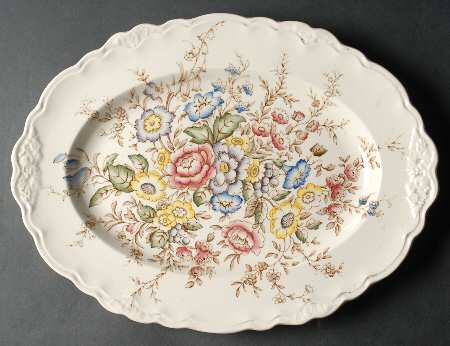 Wilmslow Brown Multicolor 16" Oval Serving Platter by Crown Ducal