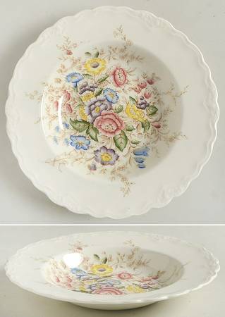 Wilmslow Brown Multicolor Rim Soup Bowl