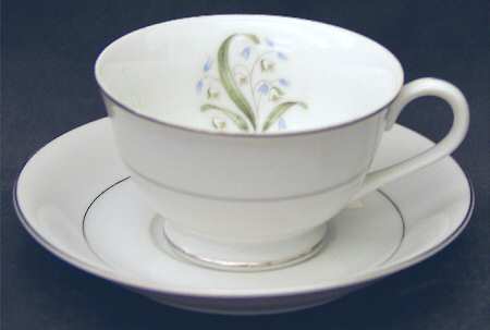 Blue Lily Footed Cup & Saucer Set
