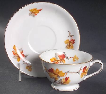 Golden Autumn Footed Cup & Saucer Set
