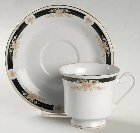 Adriana (Gold Trim) Footed Cup & Saucer Set