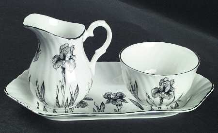 Black Iris Mini Creamer & Open Sugar with Tray