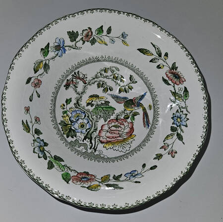 Davenport Green Multicolor Rim Soup Bowl