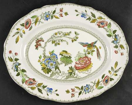 Davenport Green Multicolor 14" Oval Serving Platter