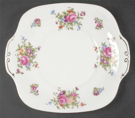 Dresden Spray Square Handled Cake Plate