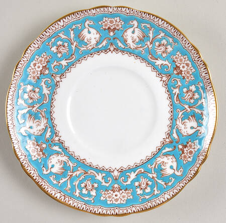 Ellesmere (Turquoise, Gold Trim) Saucer for Flat Cup
