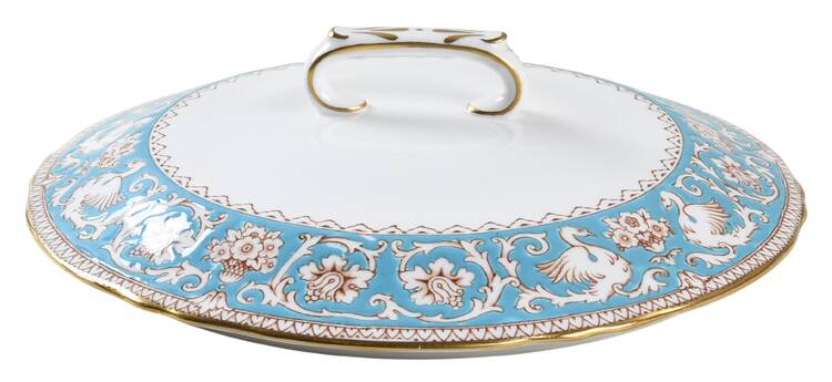 Ellesmere (Turquoise, Gold Trim) Lid for Round Vegetable