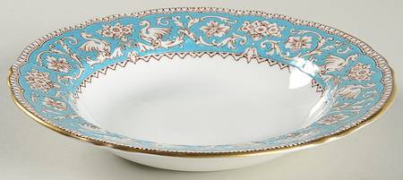 Ellesmere (Turquoise, Gold Trim) Rim Soup Bowl