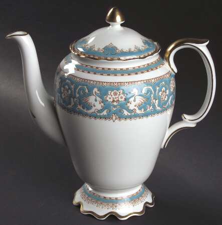 Ellesmere (Turquoise, Gold Trim) Coffee Pot & Lid