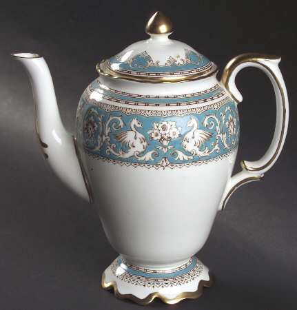 Ellesmere (Turquoise, Gold Trim) Mini Coffee Pot & Lid
