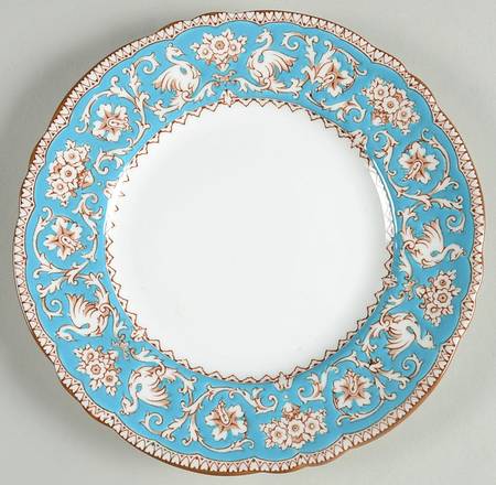 Ellesmere Turquoise and Beige (Tan Trim) Salad Plate