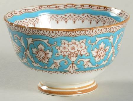 Ellesmere Turquoise and Beige (Tan Trim) Mini Open Sugar Bowl