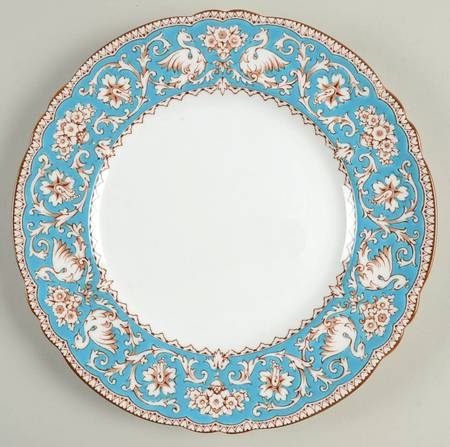 Ellesmere Turquoise and Beige (Tan Trim) Luncheon Plate