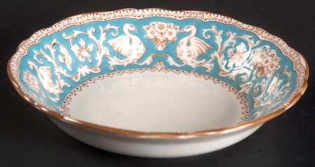 Ellesmere Turquoise and Beige (Tan Trim) Fruit/Dessert (Sauce) Bowl