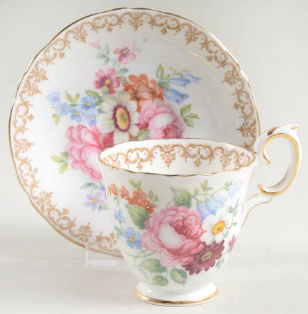 England's Bouquet Footed Demitasse Cup & Saucer Set