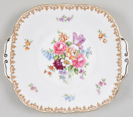 England's Bouquet Square Handled Cake Plate