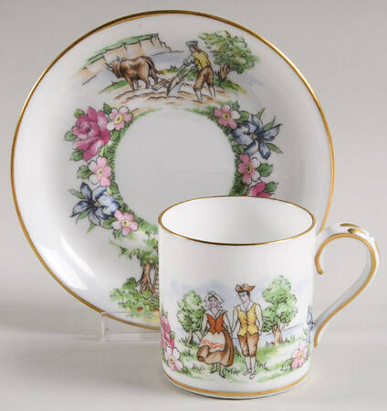 Evangeline's Arcadian Gardens Flat Demitasse Cup & Saucer Set